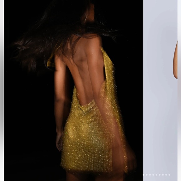 Meshki Dresses & Skirts - BRAND NEW WITH TAGS - MESHKI: Siya Halter Glomesh Mini Dress - Chartreuse